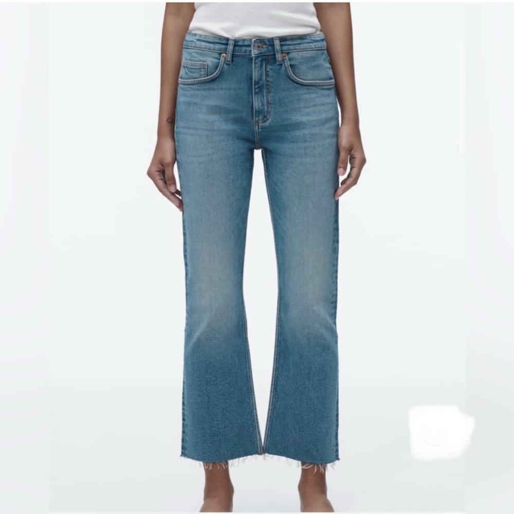 Zara High-Rise Bootcut Jean Womens Raw Hem